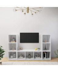Meubles TV 3 pcs Blanc 107x35x37 cm Bois d'ingénierie | Mobilier & Déco