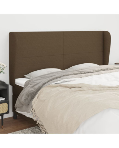 Tête de lit avec oreilles Marron foncé 163x23x118/128 cm Tissu | Mobilier & Déco