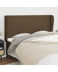 Tête de lit avec oreilles Marron foncé 163x23x118/128 cm Tissu | Mobilier & Déco