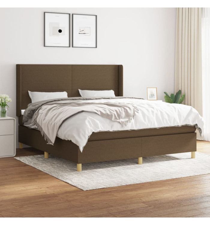 Sommier à lattes de lit avec matelas Marron foncé 160x200 cm | Mobilier & Déco