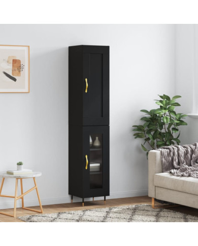 Buffet haut Noir 34,5x34x180 cm Bois d'ingénierie | Mobilier & Déco