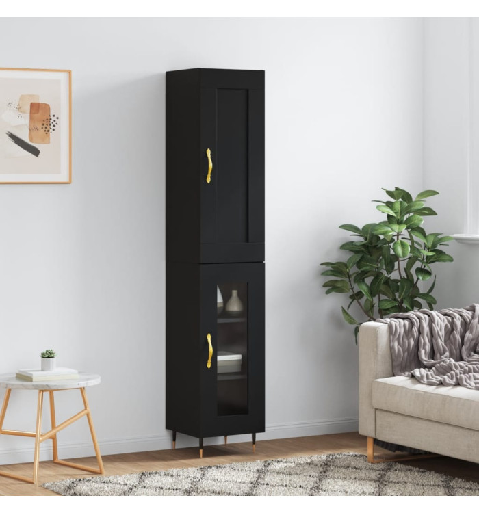 Buffet haut Noir 34,5x34x180 cm Bois d'ingénierie | Mobilier & Déco