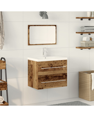 Armoire de lavabo avec évier intégré Bois ancien | Mobilier & Déco