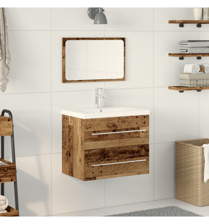 Armoire de lavabo avec évier intégré Bois ancien | Mobilier & Déco