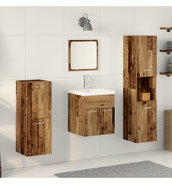 Ensemble de meubles de salle de bain 5 pièces en Vieux Bois | Mobilier & Déco