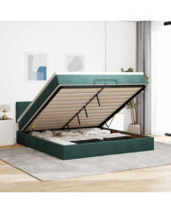 Cadre de lit ottoman avec matelas vert foncé 200x200 cm velours | Mobilier & Déco