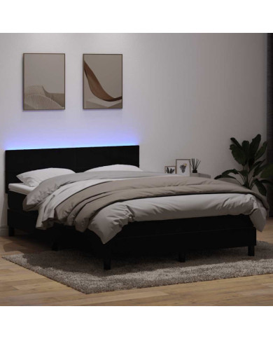 Sommier à lattes de lit avec matelas noir 160x220 cm velours | Mobilier & Déco