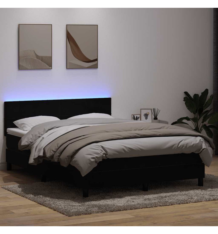 Sommier à lattes de lit avec matelas noir 160x220 cm velours | Mobilier & Déco