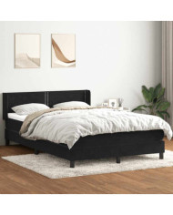Sommier à lattes de lit avec matelas noir 160x220 cm velours | Mobilier & Déco