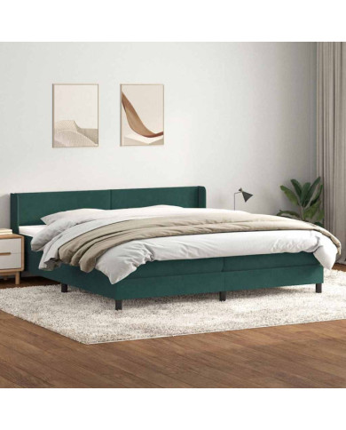 Sommier à lattes de lit et matelas vert foncé 180x220cm velours | Mobilier & Déco