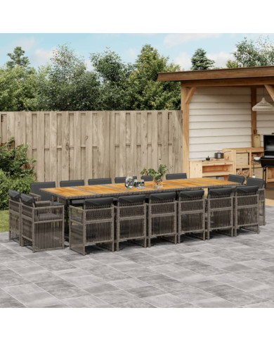 Ensemble à manger de jardin 17 pcs et coussins résine tressée | Mobilier & Déco