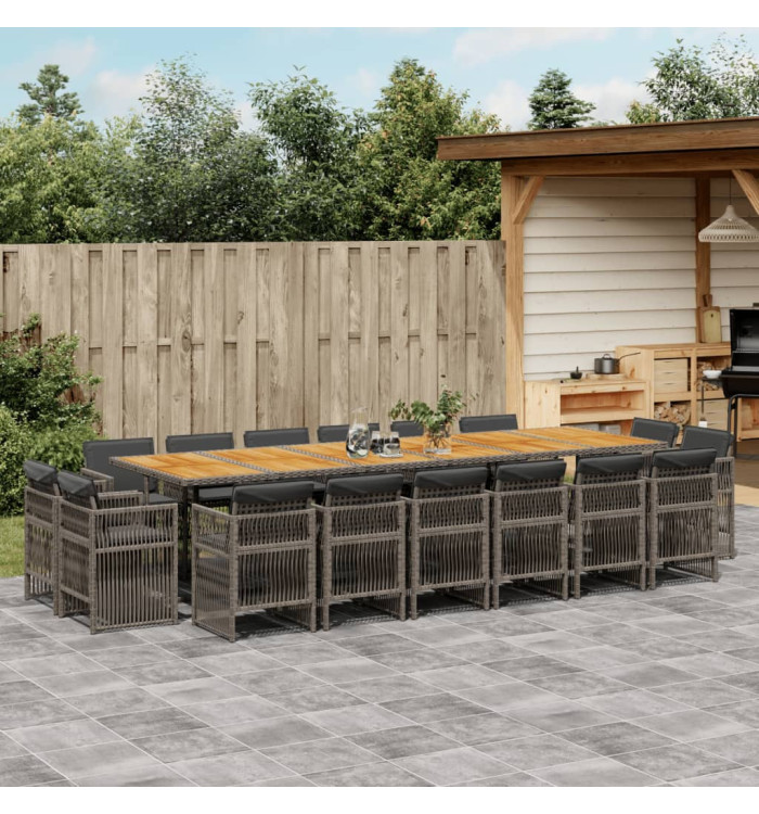 Ensemble à manger de jardin 17 pcs et coussins résine tressée | Mobilier & Déco
