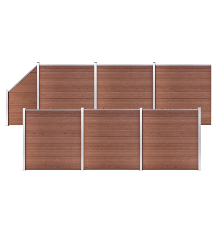 Ensemble de clôture WPC 6 Carré + 1 Incliné 1138x186 cm Marron | Mobilier & Déco