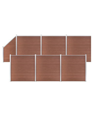 Ensemble de clôture WPC 6 Carré + 1 Incliné 1138x186 cm Marron | Mobilier & Déco