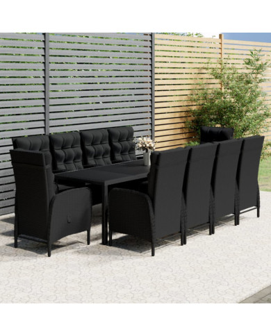 Ensemble à dîner de jardin 11 pcs Résine tressée Noir | Mobilier & Déco