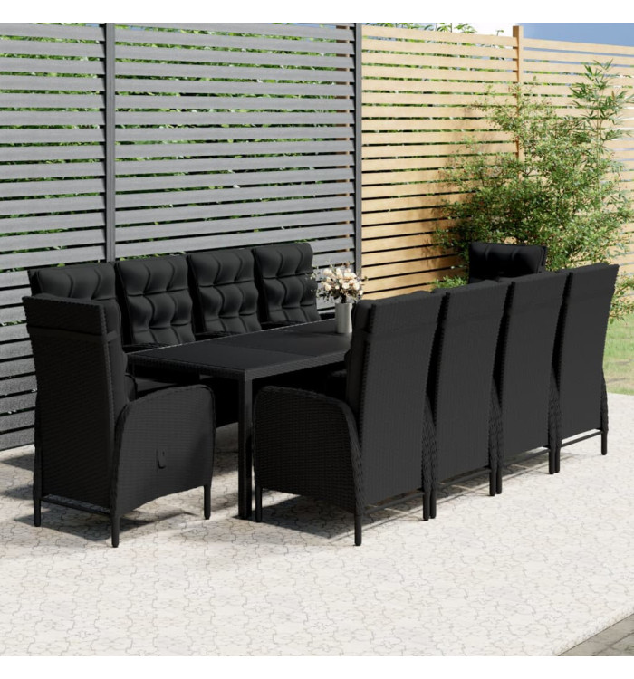 Ensemble à dîner de jardin 11 pcs Résine tressée Noir | Mobilier & Déco