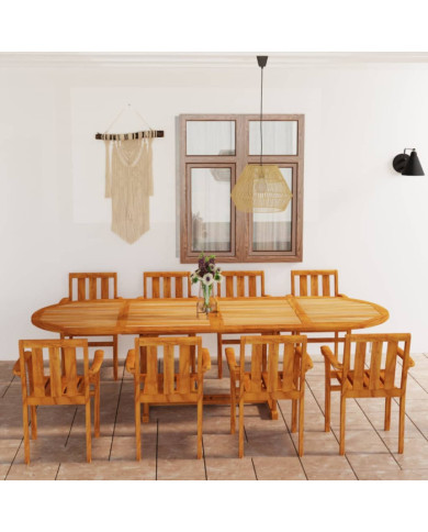 Ensemble à manger de jardin 9 pcs Bois de teck massif | Mobilier & Déco