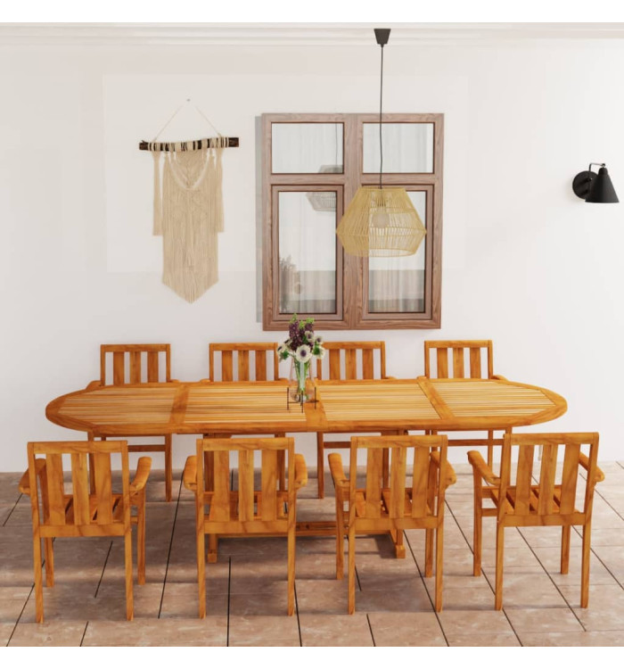 Ensemble à manger de jardin 9 pcs Bois de teck massif | Mobilier & Déco