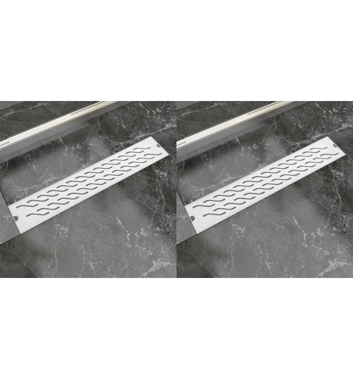 Drain de douche linéaire 2 pcs 630 x 140 mm Acier inoxydable | Mobilier & Déco