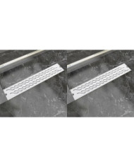 Drain de douche linéaire 2 pcs 630 x 140 mm Acier inoxydable | Mobilier & Déco