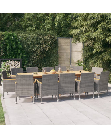 Ensemble à manger de jardin 13 pcs avec coussins Gris | Mobilier & Déco