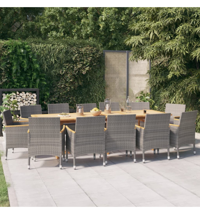 Ensemble à manger de jardin 13 pcs avec coussins Gris | Mobilier & Déco