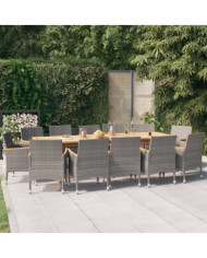 Ensemble à manger de jardin 13 pcs avec coussins Gris | Mobilier & Déco