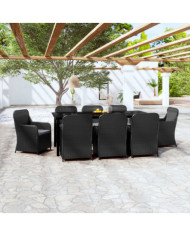 Ensemble à manger de jardin avec coussins 9 pcs noir | Mobilier & Déco