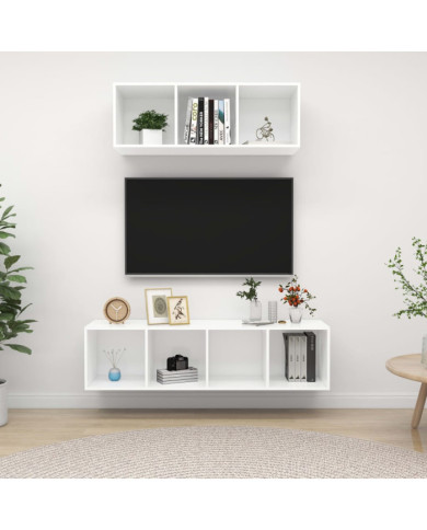 Ensemble de meuble TV 2 pcs Blanc Bois d'ingénierie | Mobilier & Déco