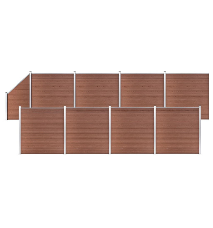 Ensemble de clôture WPC 8 Carré + 1 Incliné 1484x186 cm Marron | Mobilier & Déco