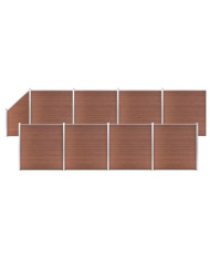 Ensemble de clôture WPC 8 Carré + 1 Incliné 1484x186 cm Marron | Mobilier & Déco