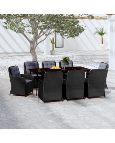 Ensemble à manger de jardin 9 pcs Noir | Mobilier & Déco