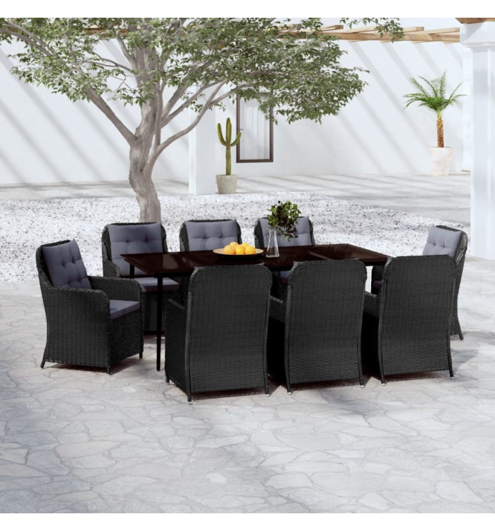 Ensemble à manger de jardin 9 pcs Noir | Mobilier & Déco