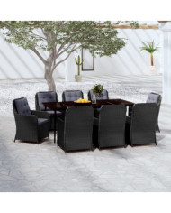 Ensemble à manger de jardin 9 pcs Noir | Mobilier & Déco