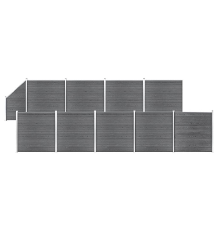Ensemble de clôture WPC 9 Carré + 1 Incliné 1657x186 cm Gris | Mobilier & Déco
