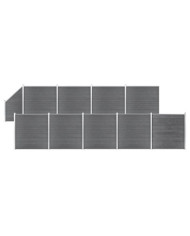 Ensemble de clôture WPC 9 Carré + 1 Incliné 1657x186 cm Gris | Mobilier & Déco