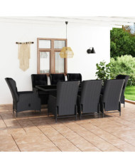 Ensemble à manger d'extérieur 9pcs et coussins rotin gris foncé | Mobilier & Déco