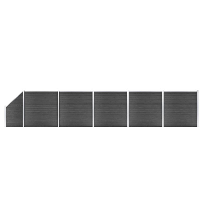 Ensemble de panneau de clôture WPC 965x(105-186) cm Noir | Mobilier & Déco