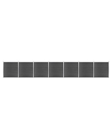 Ensemble de panneau de clôture WPC 1218x186 cm Noir | Mobilier & Déco