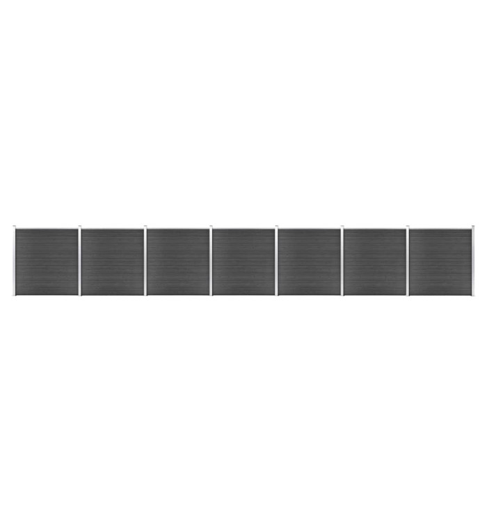 Ensemble de panneau de clôture WPC 1218x186 cm Noir | Mobilier & Déco