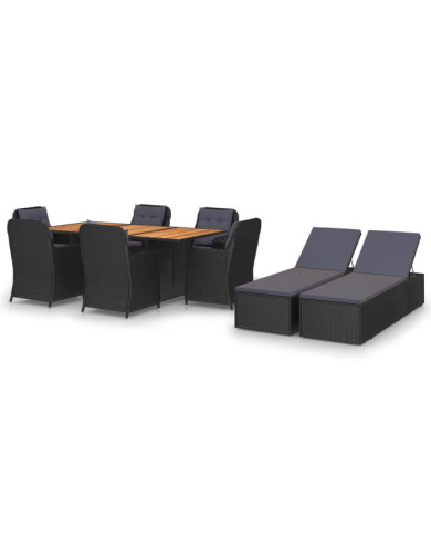 Ensemble à manger de jardin 9 pcs Résine tressée Noir | Mobilier & Déco