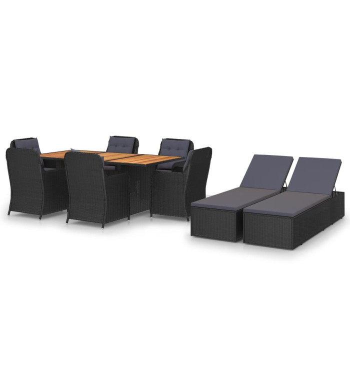Ensemble à manger de jardin 9 pcs Résine tressée Noir | Mobilier & Déco