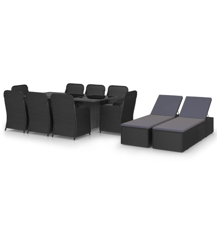 Ensemble à dîner de jardin 11 pcs Résine tressée Noir | Mobilier & Déco