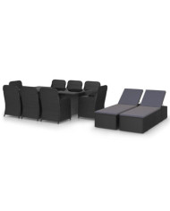 Ensemble à dîner de jardin 11 pcs Résine tressée Noir | Mobilier & Déco