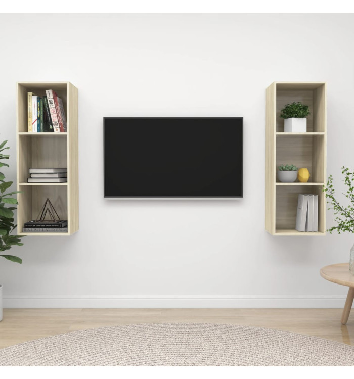 Meubles TV muraux 2 pcs Chêne sonoma Bois d'ingénierie | Mobilier & Déco