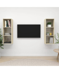 Meubles TV muraux 2 pcs Chêne sonoma Bois d'ingénierie | Mobilier & Déco