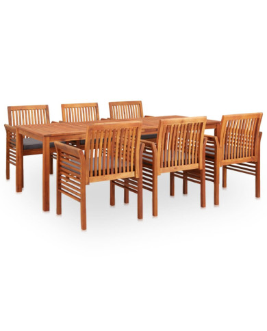 Ensemble à manger d'extérieur 7 pcs et coussins Acacia solide | Mobilier & Déco