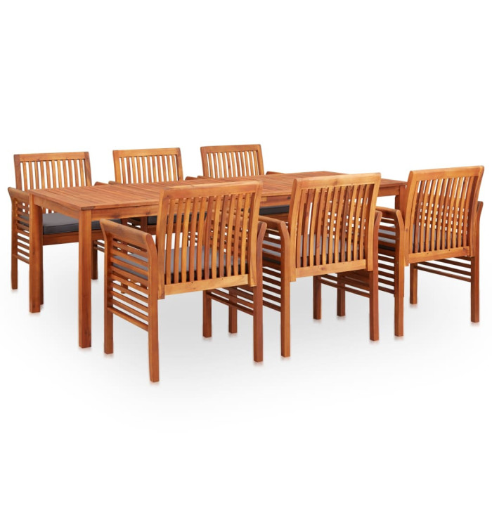 Ensemble à manger d'extérieur 7 pcs et coussins Acacia solide | Mobilier & Déco