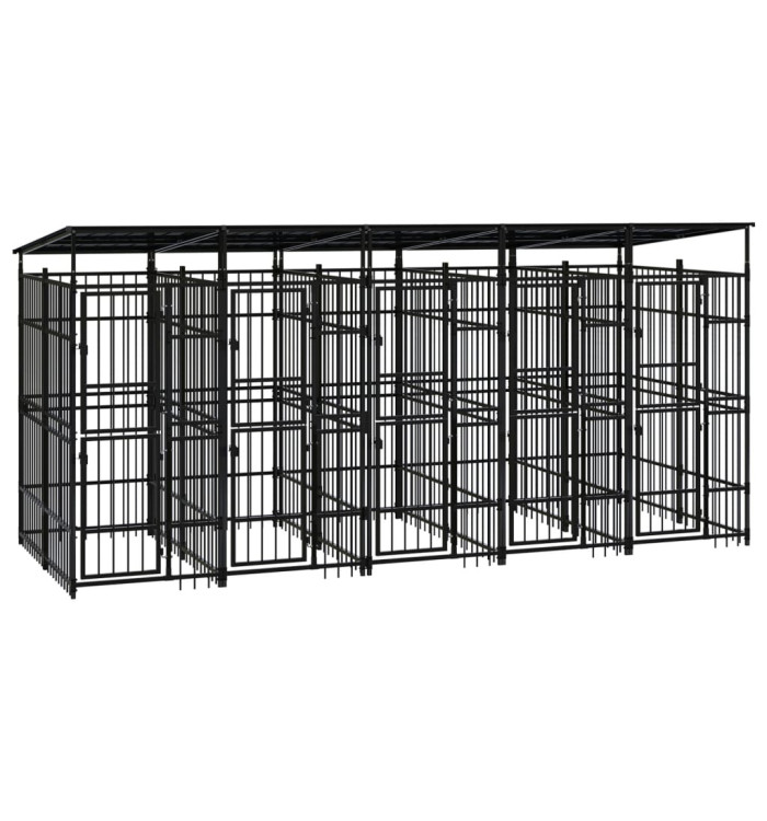 Chenil d'extérieur avec toit pour chiens Acier 9,22 m² | Mobilier & Déco