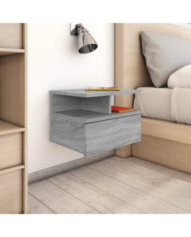 Tables de chevet flottantes 2 pcs Sonoma gris 40x31x27 cm | Mobilier & Déco